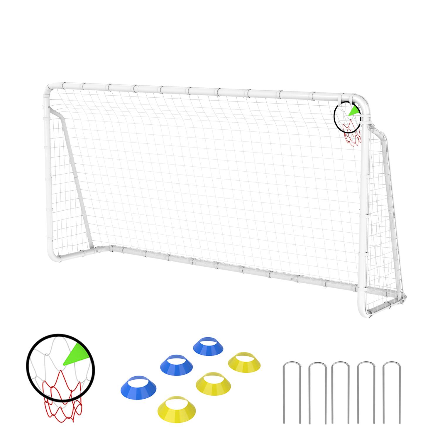 Back. Anysun - 6X12FT Soccer Goal for Backyard Portable Soccer Net with High-Strength Nets - White.