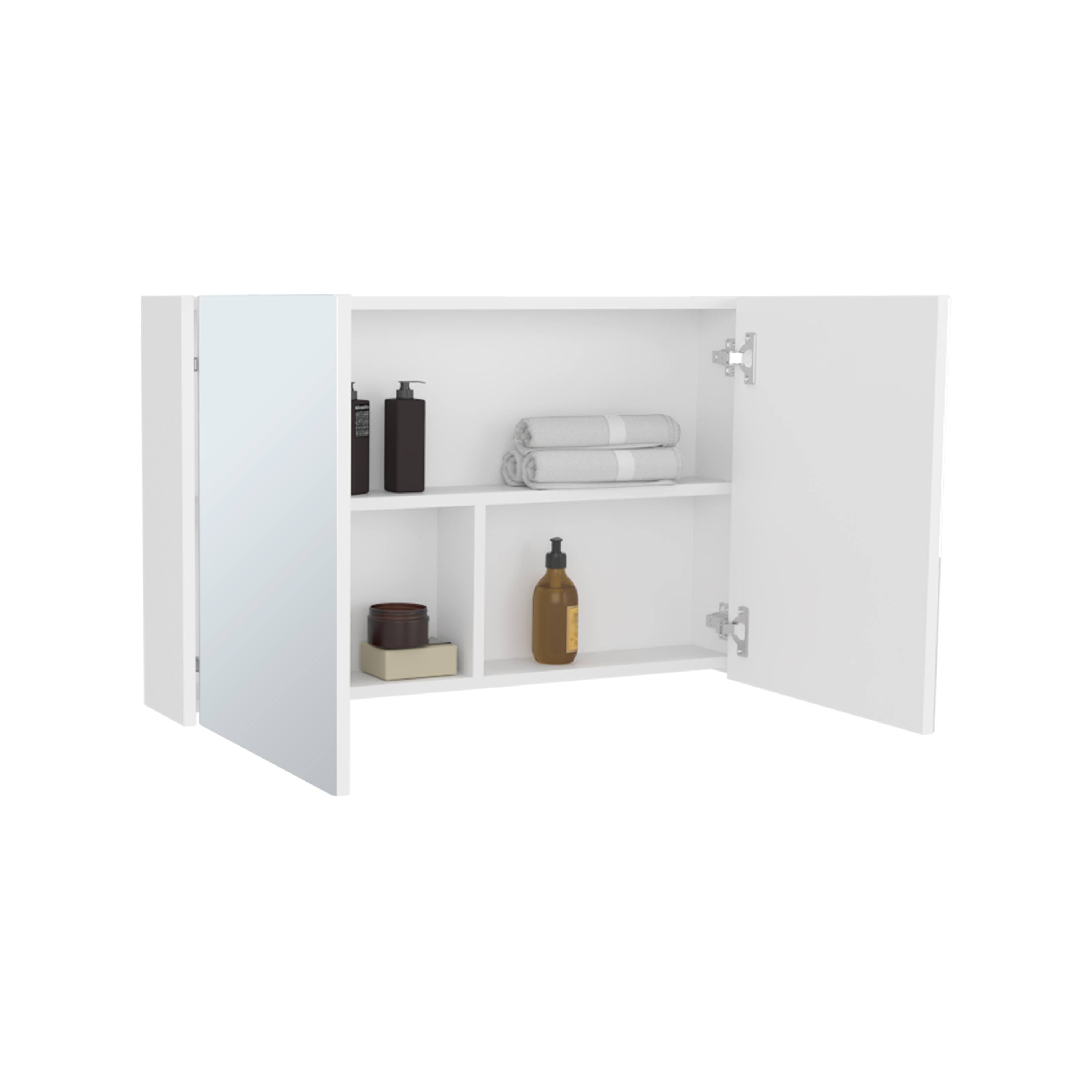 Alt View 1. TuHome - Bouti 19.7" H X 31.5" W Double Door Mirror Medicine Cabinet, Three Interior Shelves For Bathroom, Kitchen - White.