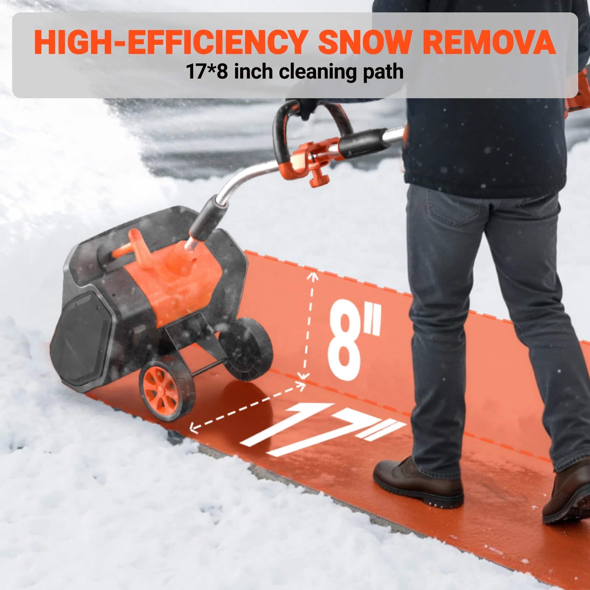 Voltask 17 in Cordless Electric Snow Blower 48V Snow Shovel with