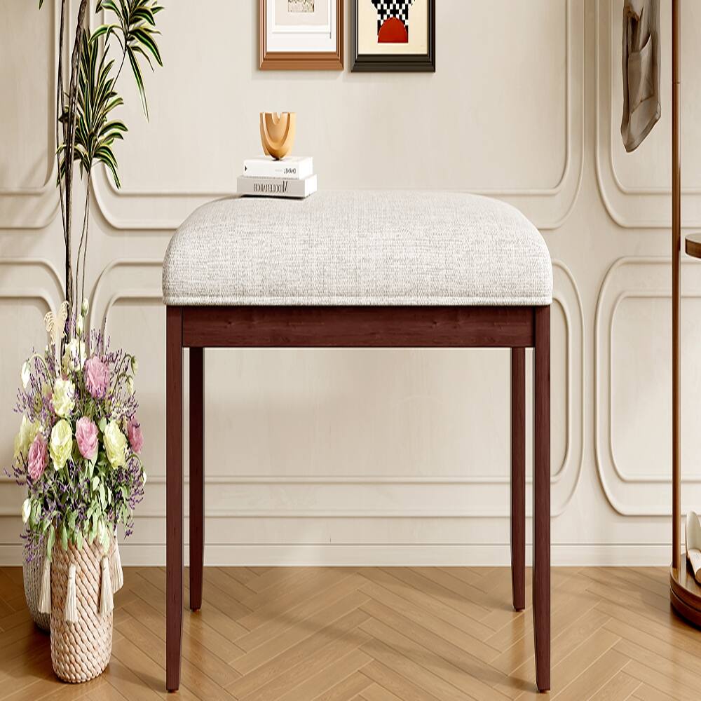 Alt View 9. Ropilly - Ropilly Upholstered Entryway Bench Mid-Century Modern End of Bed Bench with Solid Wood Legs Beige - Beige.