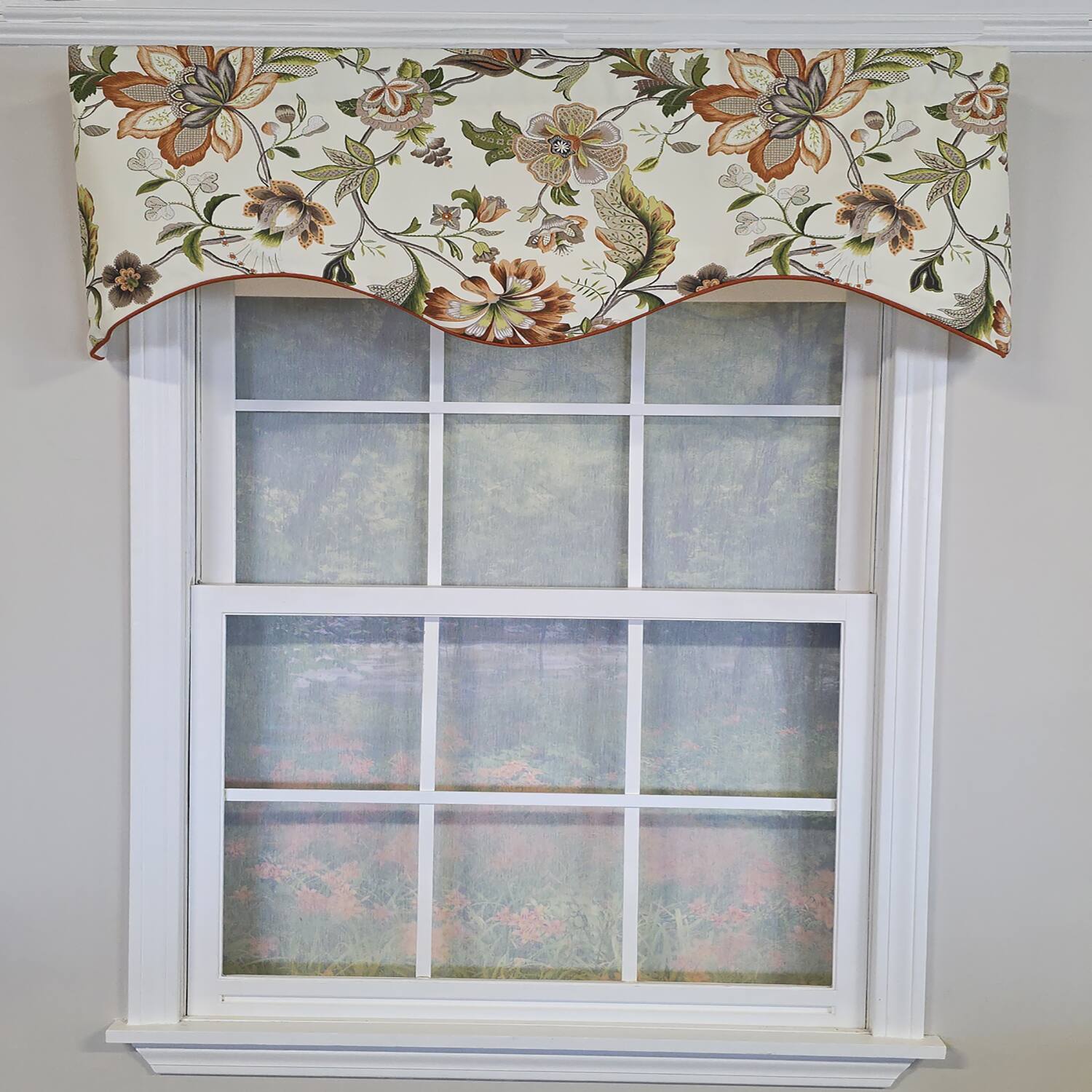 Angle. RLF Home - RLF Home 100% Cotton Zanzibar Cornice With Poly/Cotton lining Rod Pocket Valance 50" x 17" Orange - Orange.