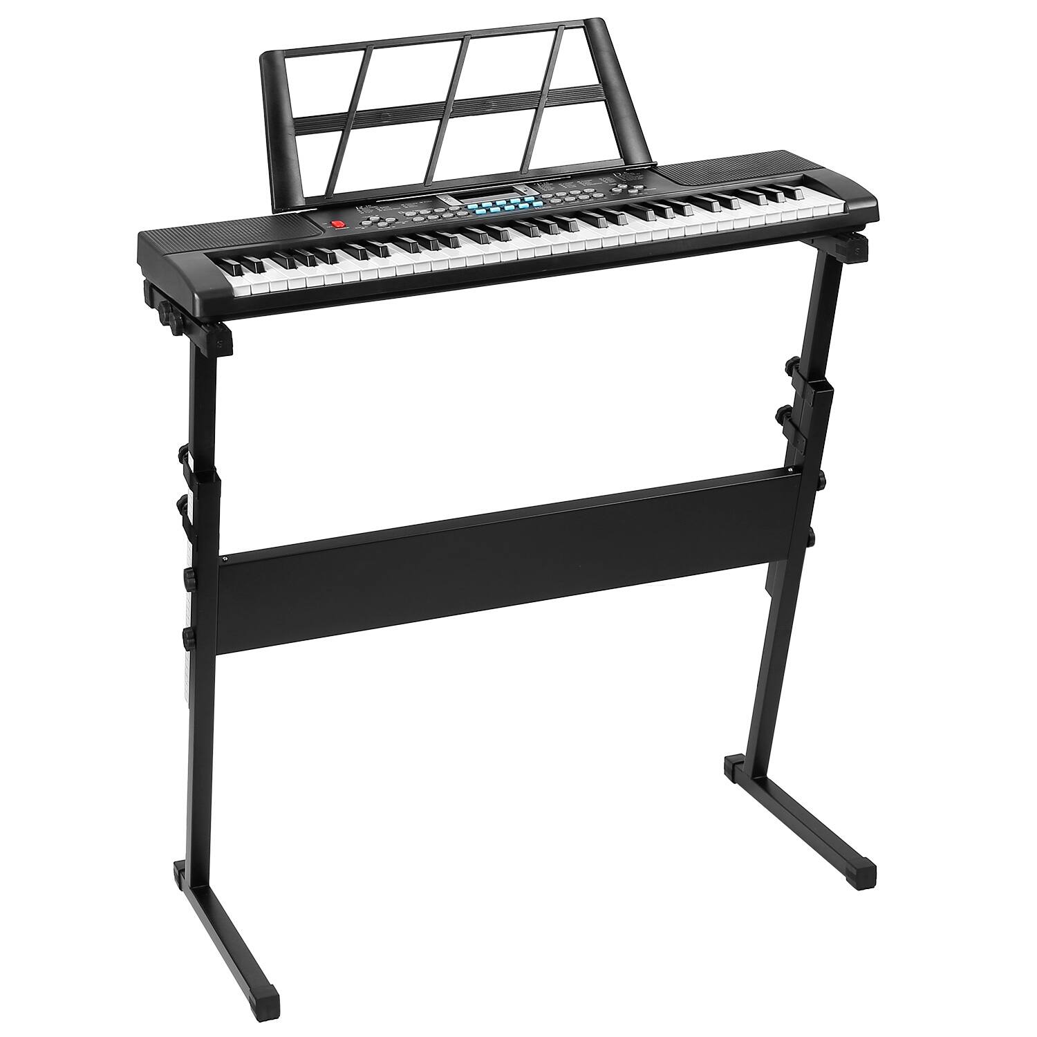 DirectDeals - 61-Key Digital Music Keyboard with Stand & Microphone - Black