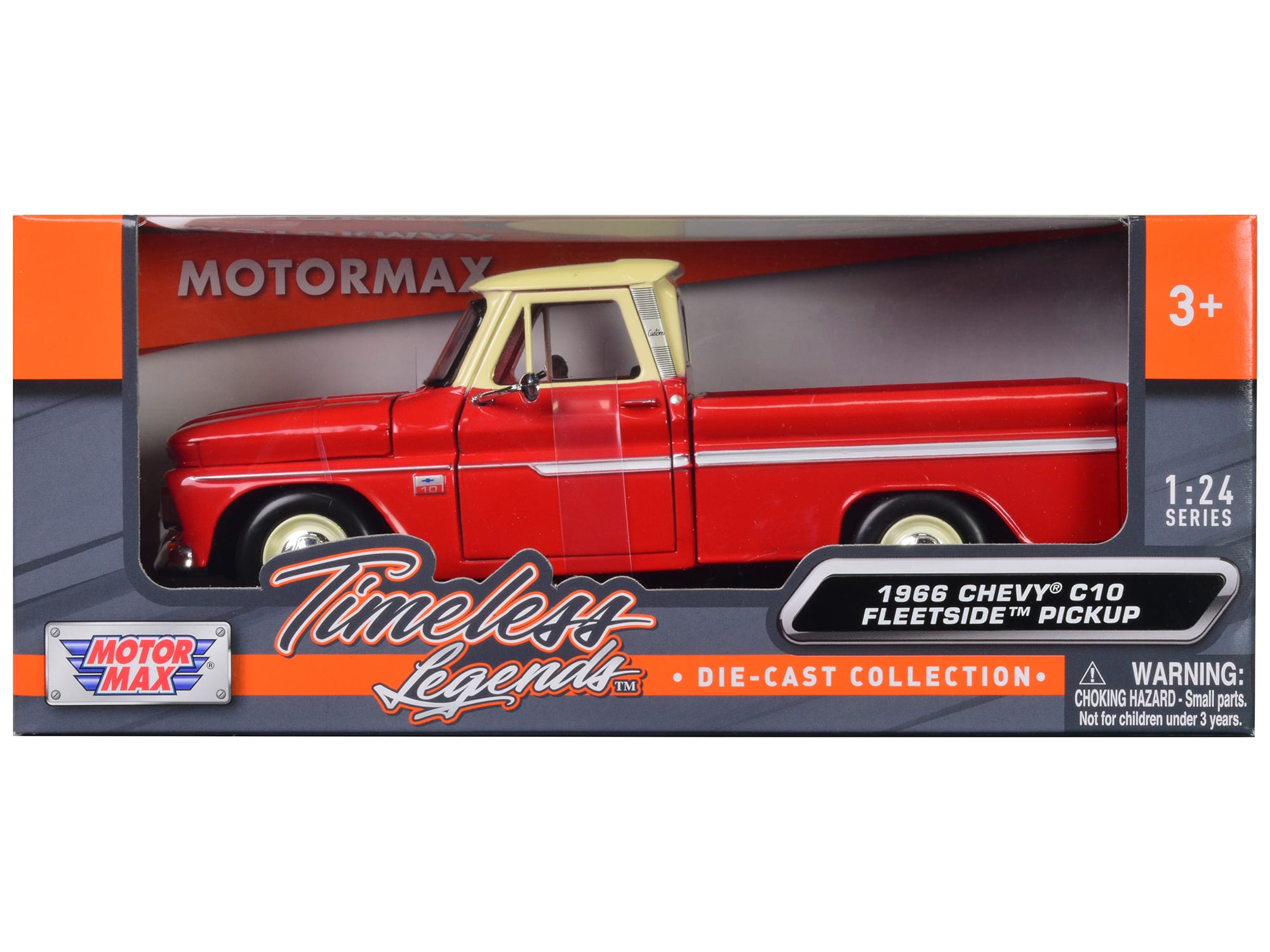 "1966 Chevrolet C10 Fleetside Pickup Truck Red with Cream Top ""American Classics"" 1/24 Diecast Model Car by Motormax" price history on PriceWatchPro