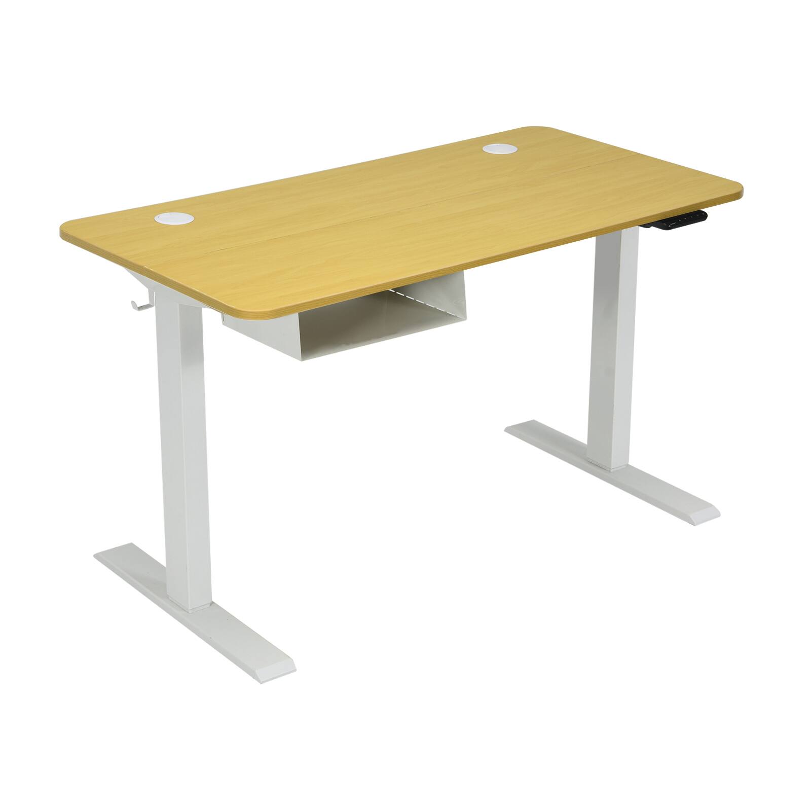 Front. Ecooso - Electric Sit-to-Stand Desk, 48 Inch Height Adjustable Workstation with USB Port and Control Panel - Natural.