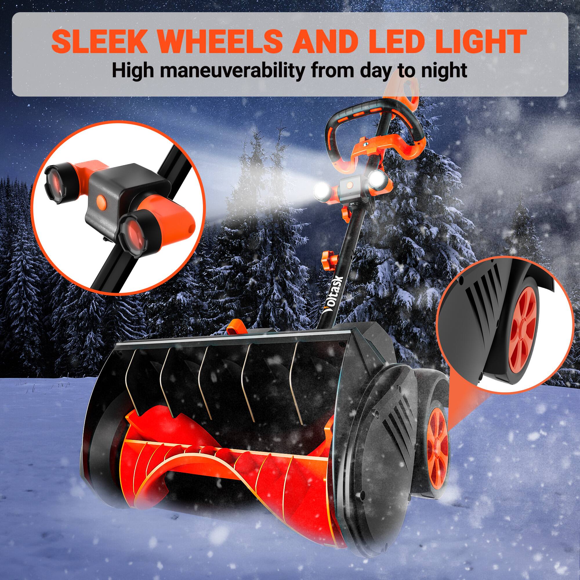 SLEEK WHEELS AND LED LIGHT  
High maneuverability from day to night