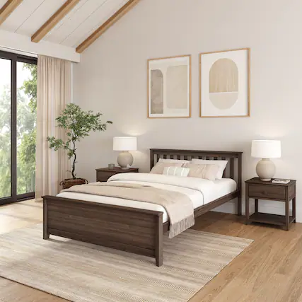 Front. Plank+Beam - Classic Queen Bed, Walnut - Walnut.