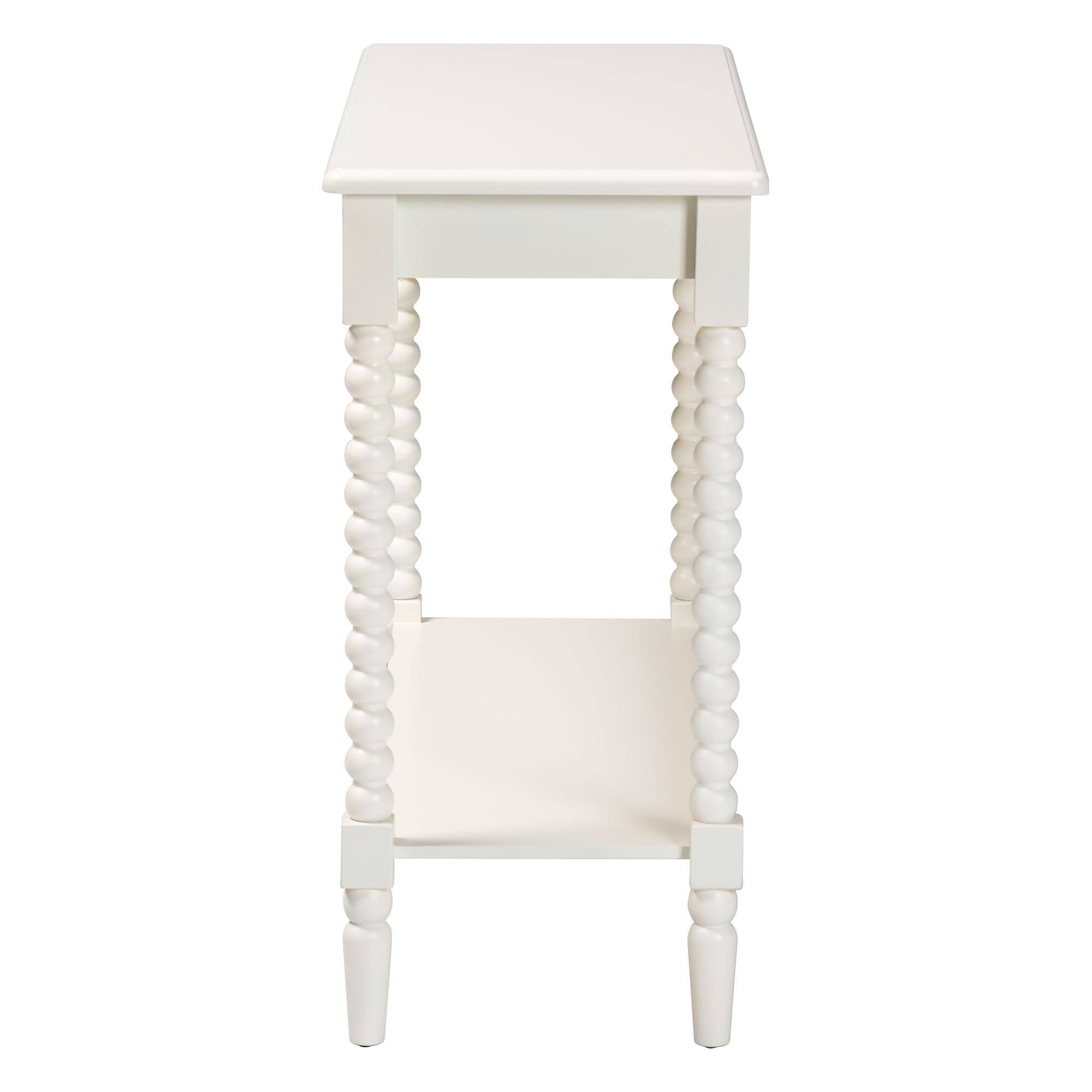 Left. Baxton Studio - Bayard Console Table with Bobbin Legs - Spindle Leg Accent Table with Shelf, Entryway or Living Room Furniture - White.