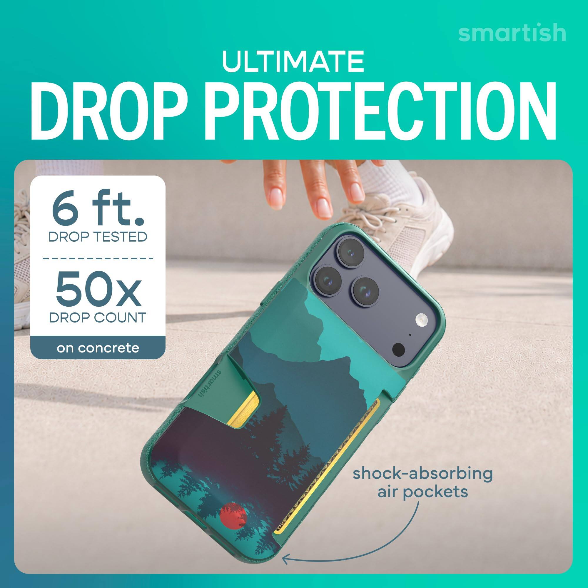 smartish ULTIMATE DROP PROTECTION  
6 ft. DROP TESTED  
50x DROP COUNT  
on concrete  
smartish  
shock-absorbing air pockets