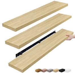 Sorbus - Floating Shelves for Wall - 55 Inch Extra-Long Bathroom Shelves, Floating Shelf with Hidden Brackets (3 Pack) - Maple