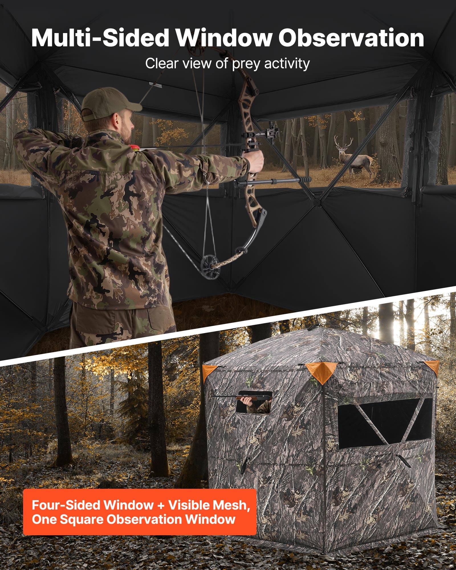 Multi-Sided Window Observation  
Clear view of prey activity  

Four-Sided Window + Visible Mesh,  
One Square Observation Window