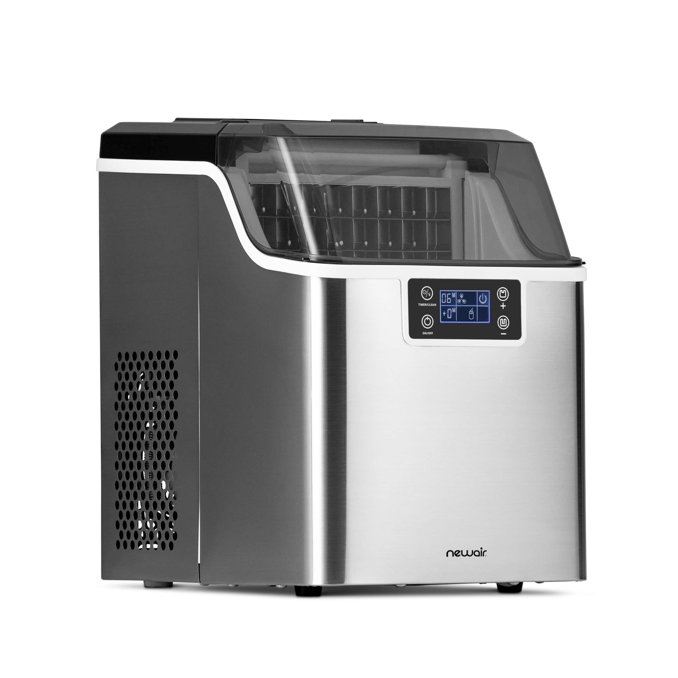 NewAir - 45 lbs. Portable Countertop Clear Ice Maker with FrozenFall Technology - Stainless Steel - Front_Zoom
