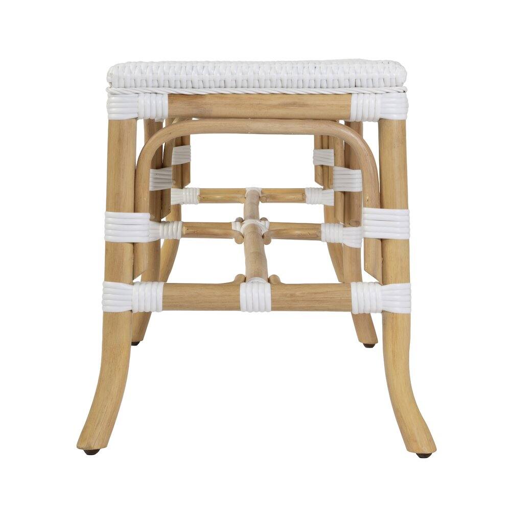Angle. Butler Specialty - Laguna 66.5 in. W Rectangular Rattan Backless Accent Bench - Smooth White.