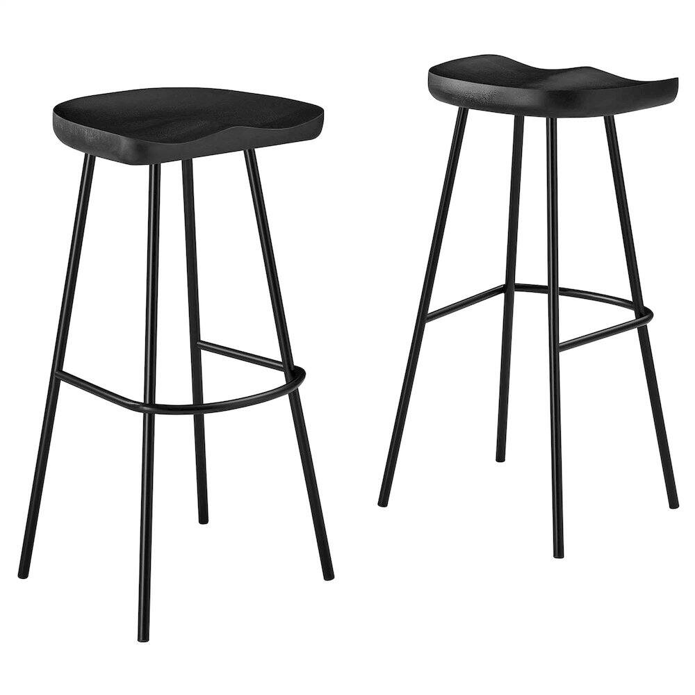 Modway - Concord Backless Wood Bar Stools Set of 2 - Black