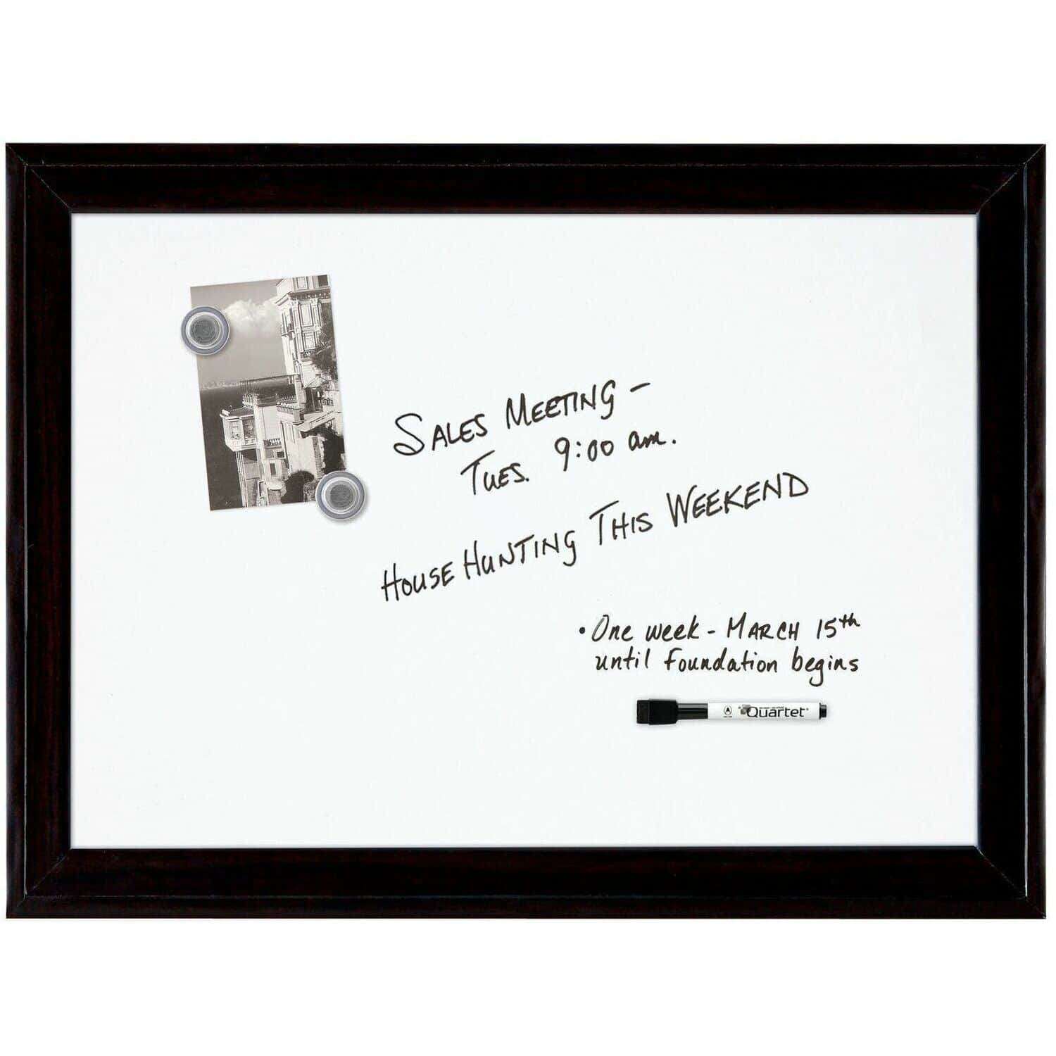 Quartet - Home Decor Magnetic Dry-Erase Board, 17" x 23", Ebony Frame - 23 x 17