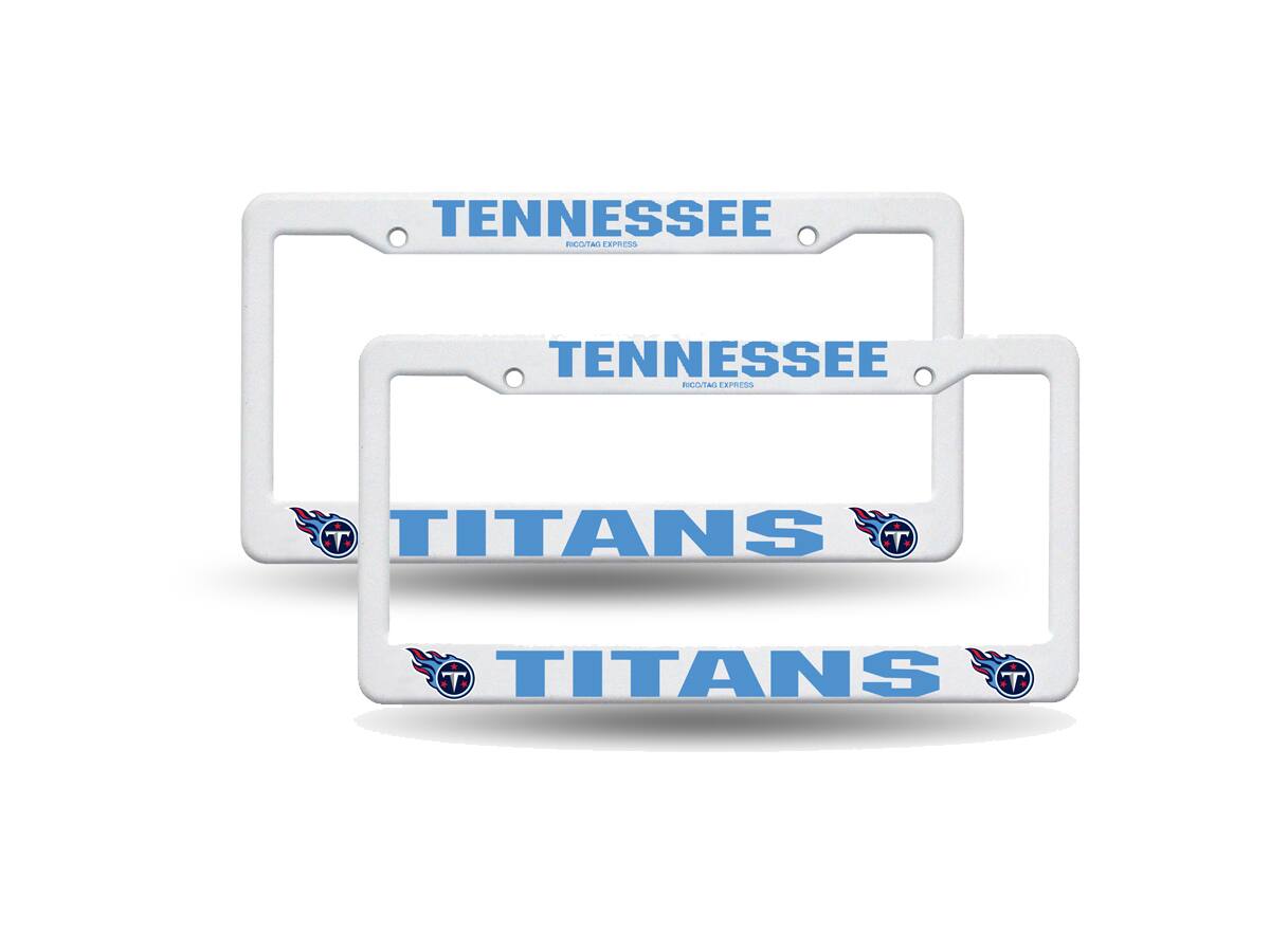 Rico Industries - Tennessee Football Titans Raised Lettering White Plastic License Plate Frame - Set of 2 - Multi