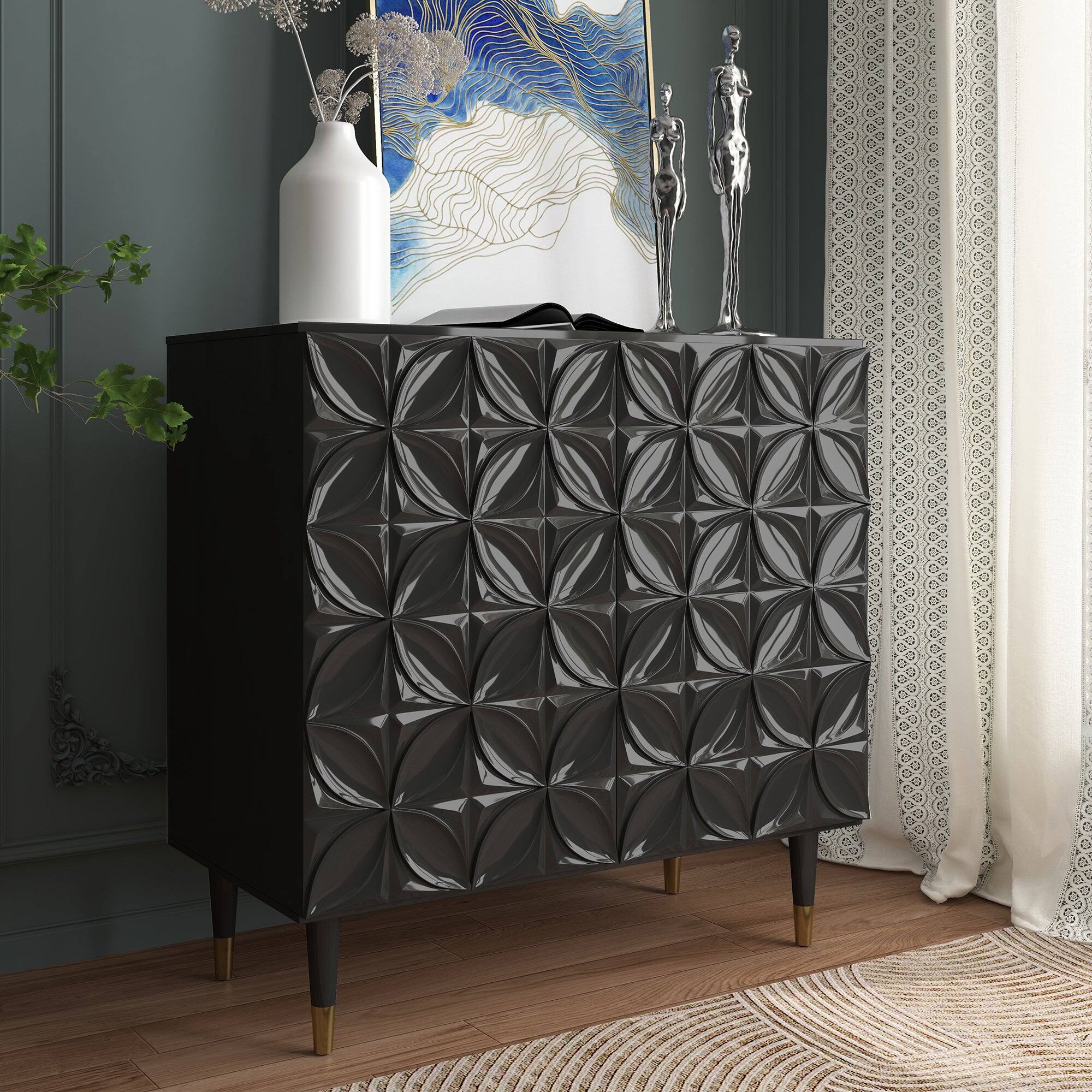 Alt View 3. Boyel Living - 2 Door Locker Accent Cabinet - Black.