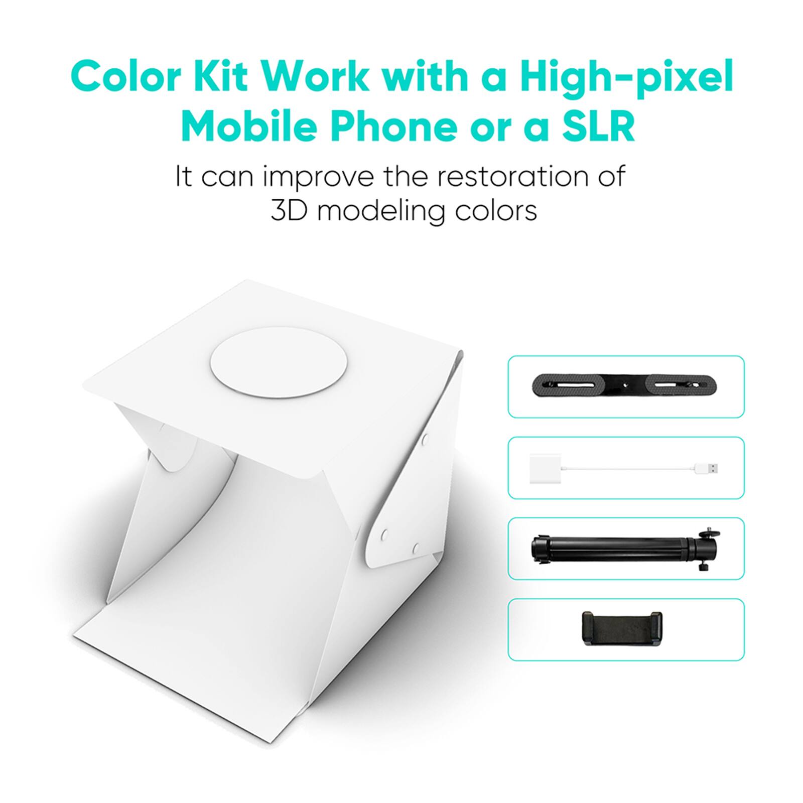 Color Kit Work with a High-pixel Mobile Phone or a SLR: It can improve the restoration of 3D modeling colors.