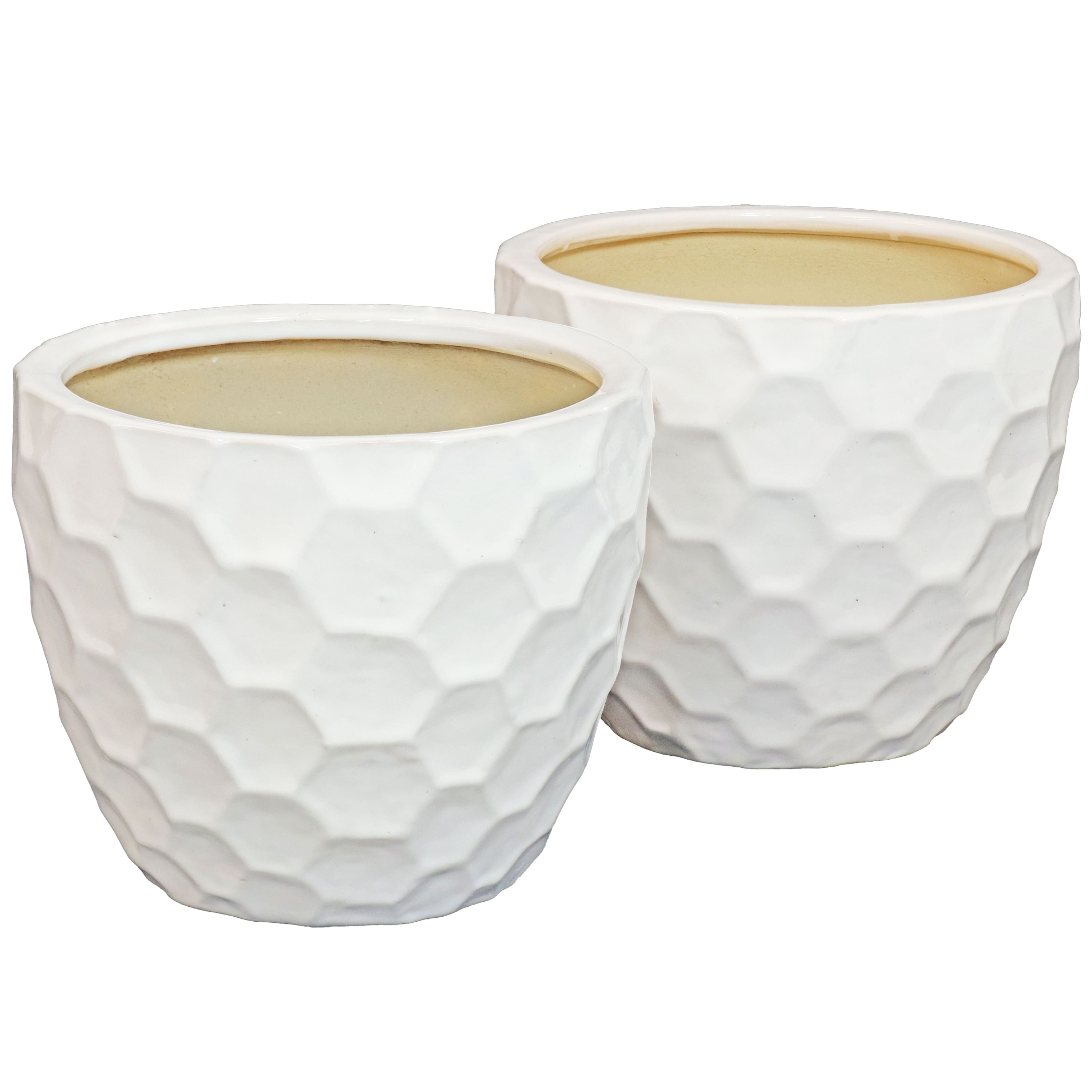 "Sunnydaze - 13.5"" Honeycomb Pattern Ceramic Planter - Set of 2 - White" price history on PriceWatchPro