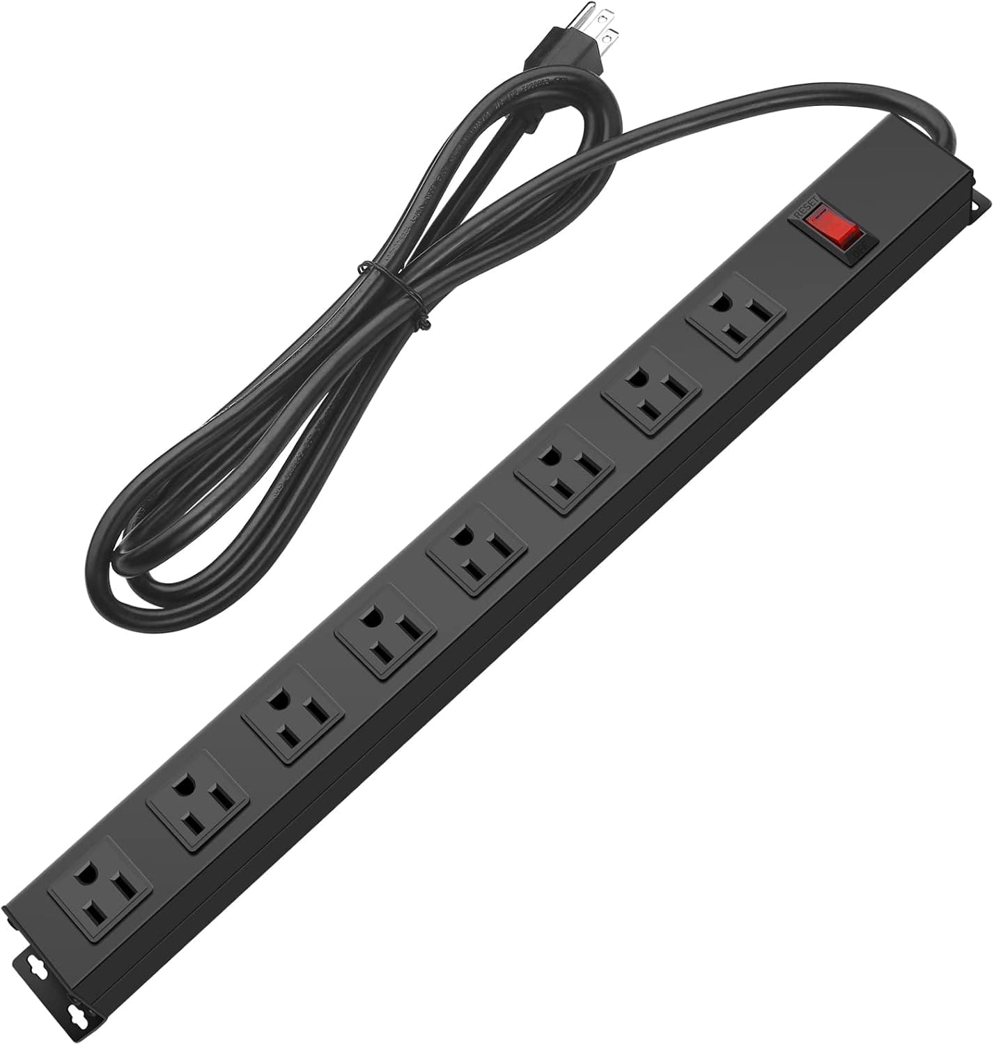 FINEAK - 6 FT Power Strip with Switch 8 Outlets - Black