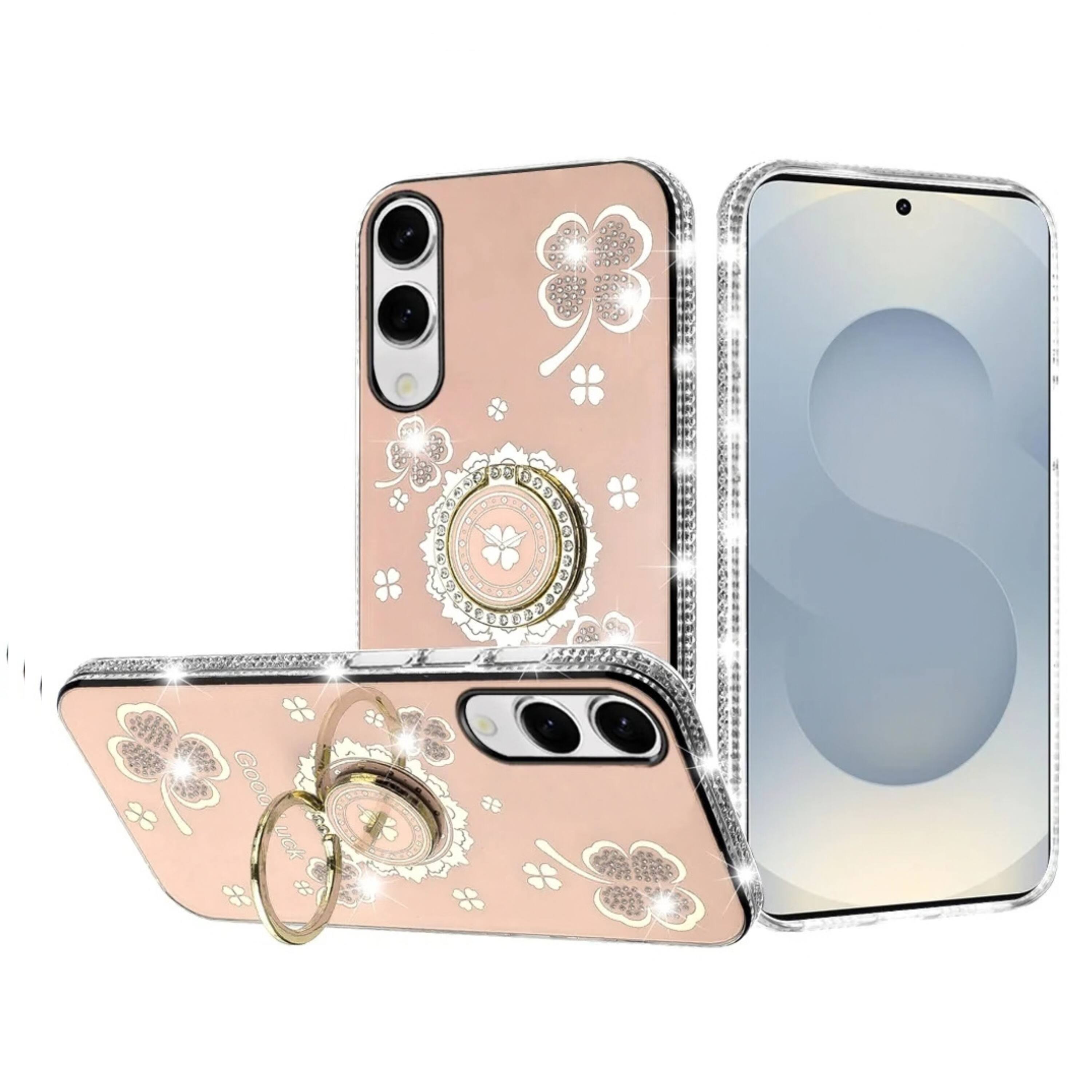 Kitcheniva Crystal Studded Bling Ring Stand Phone Case With Tempered ...