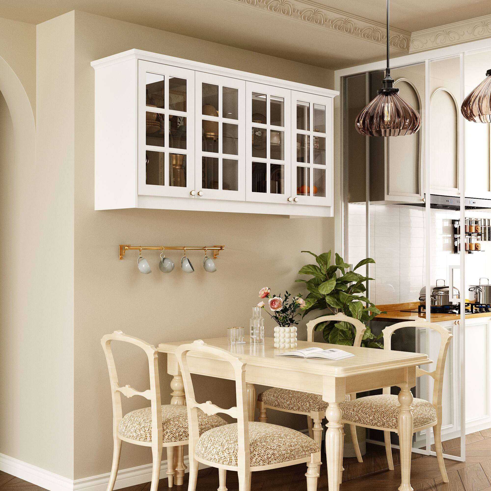 Alt View 2. Famapy - Famapy Wall - Mounted Credenzas Cabinet: Grid - Glass Doors Multi - Room Use - White.