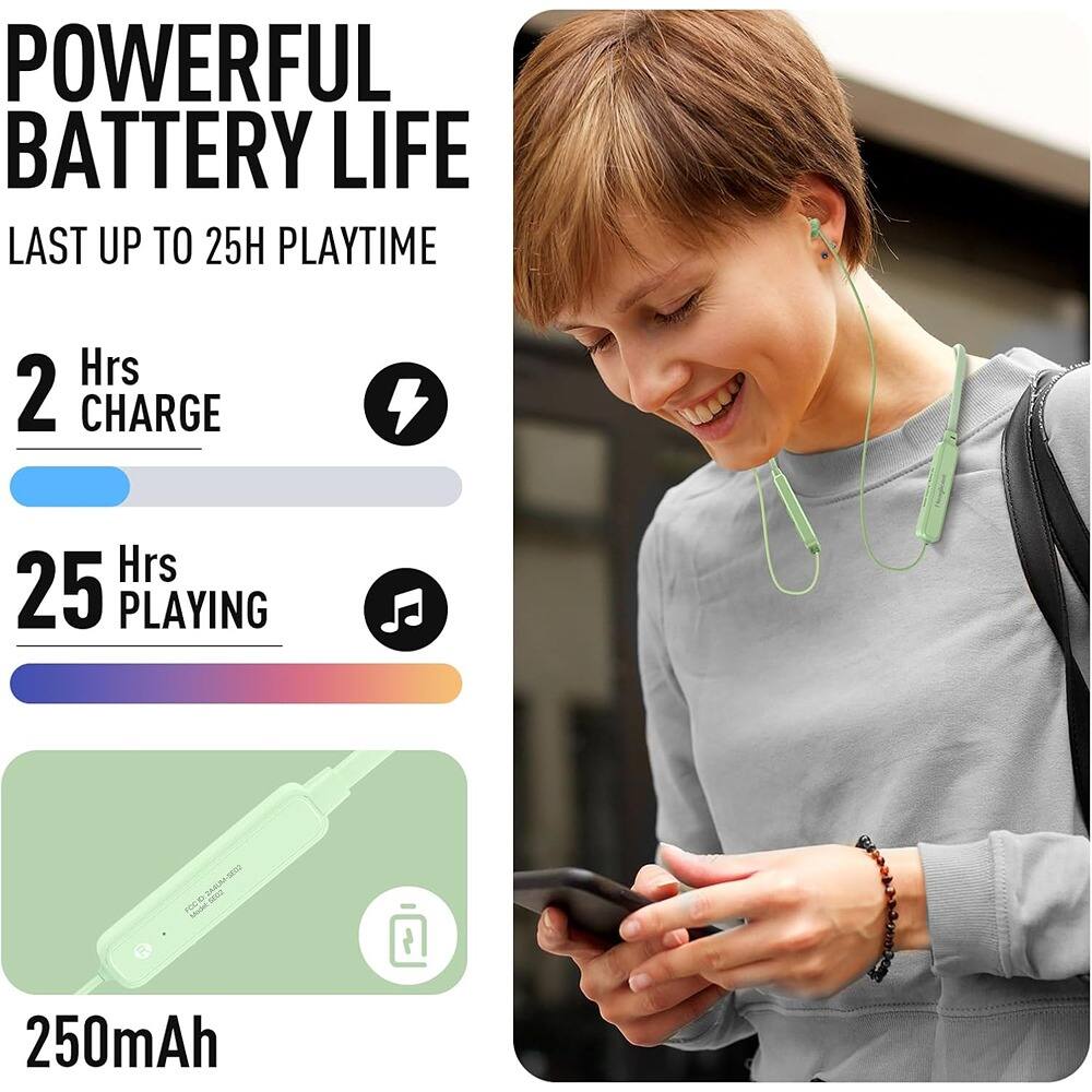 POWERFUL BATTERY LIFE  
LAST UP TO 25H PLAYTIME  

2 Hrs CHARGE  
25 Hrs PLAYING  

250mAh