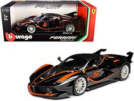Ferrari FXX-K #5 Fu Songyang Black with Gray Top and Orange Stripes 1/18 Diecast Model Car by Bburago - Black/Gray