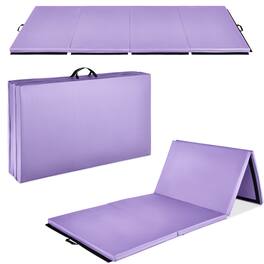 Best Choice Products - 10ftx4ftx2in Folding Gym Mat 4-Panel Gymnastics Workout Floor Mats w/ Handles - Purple