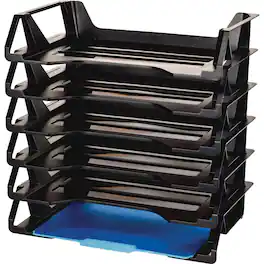 Officemate - Achieva Side Loading Letter Trays - 6 Tiers - 15" Height x 15.12" Width x 8.88" Depth - Compact Stackable Han
