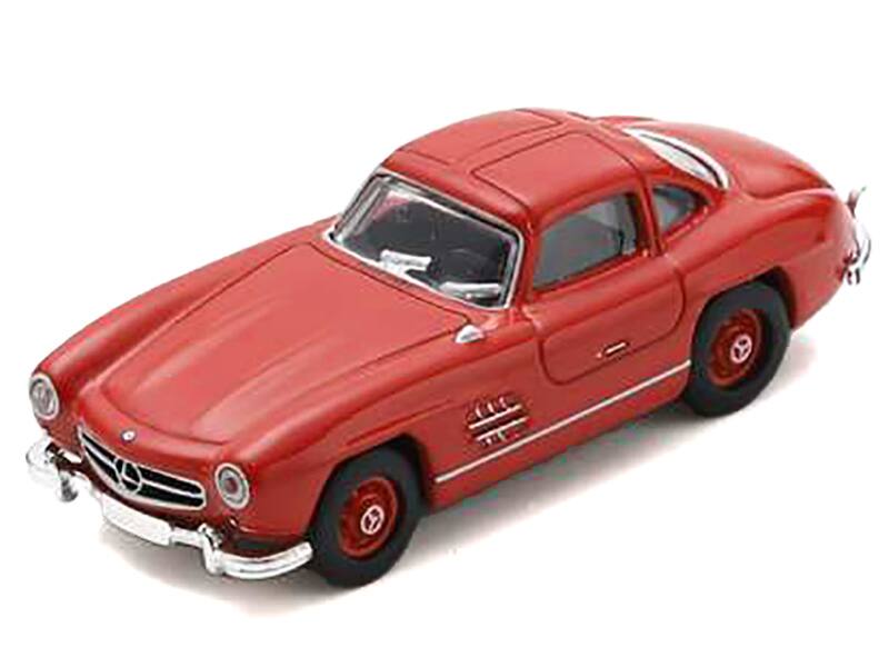 Angle. Schuco - Mercedes-Benz 300 SL Gullwing Coupe Red 1/87 (HO) Diecast Model Car by Schuco - Red.
