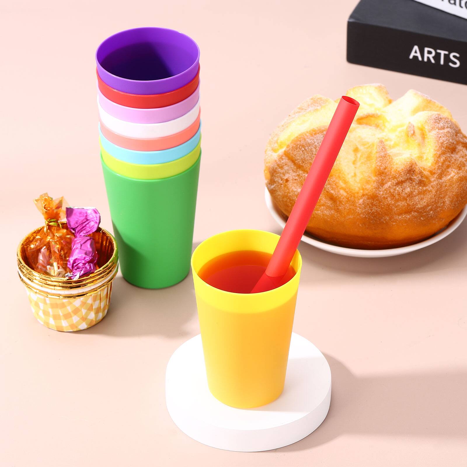 Alt View 4. Unique Bargains - 6pcs Plastic Tumblers, 11.8oz Reusable Unbreakable Water Tumblers for Home Office Outdoors Water Coffee Milk Juice Tea - Clear Green.