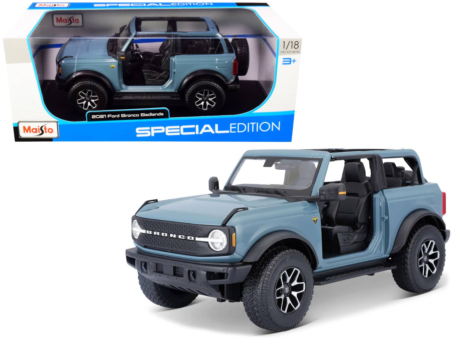 "2021 Ford Bronco Badlands Blue ""Special Edition"" 1/18 Diecast Model Car by Maisto" price history on PriceWatchPro