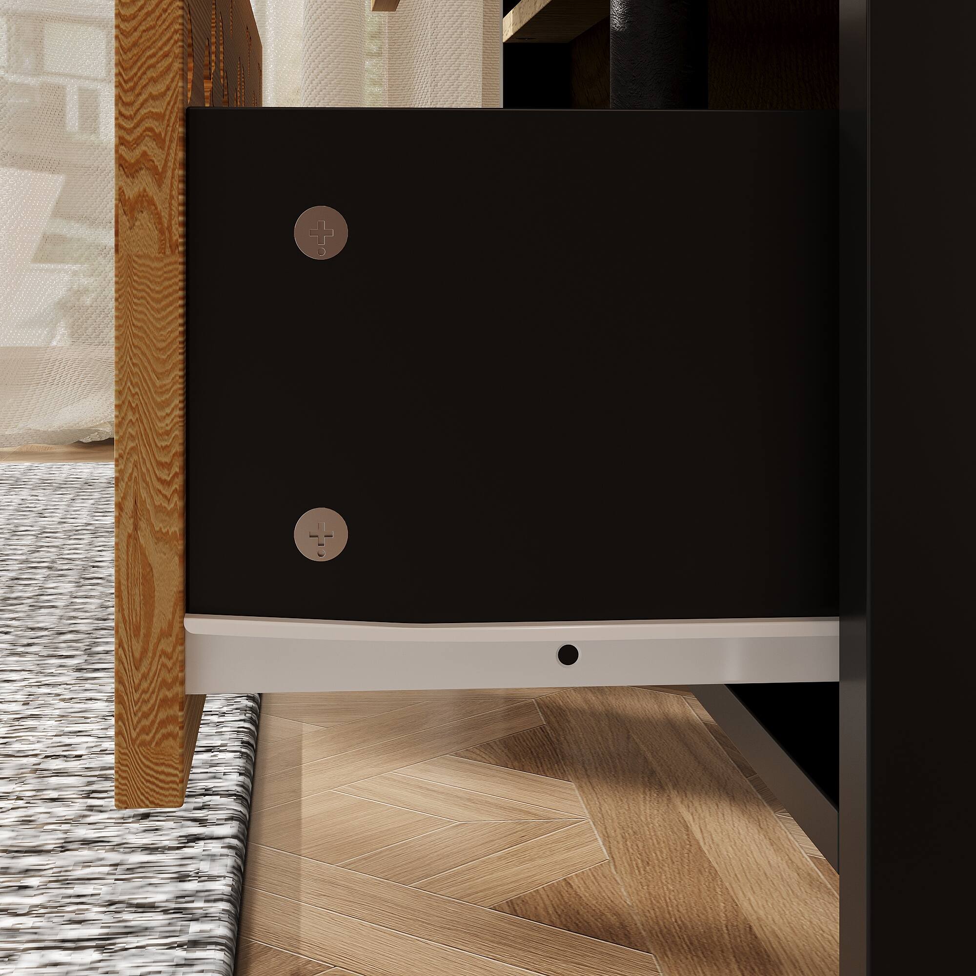 Alt View 5. Famapy - Famapy Press - Latch Display Cabinet with Anti - Tip - Artistic Storage for Home - Wooden & Black.
