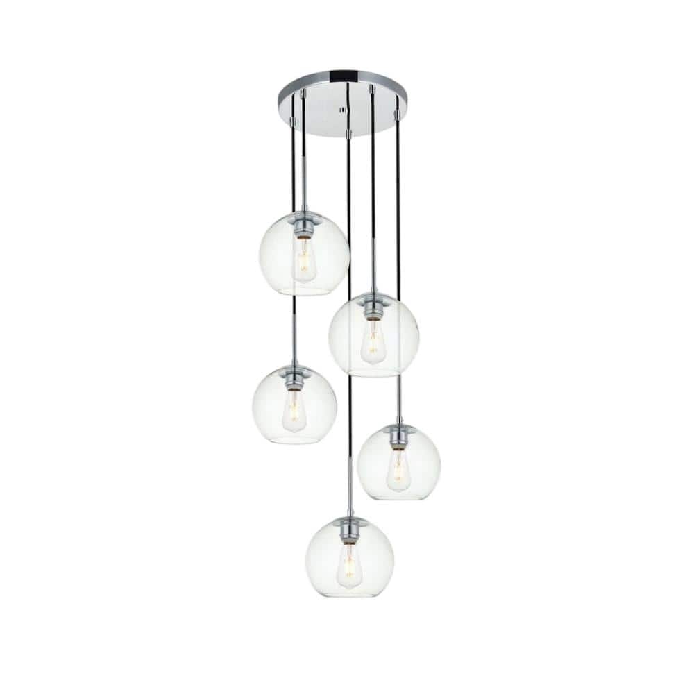 Living District - Baxter 5 Lights Chrome Pendant With Clear Glass - Chrome And Clear price history on PriceWatchPro