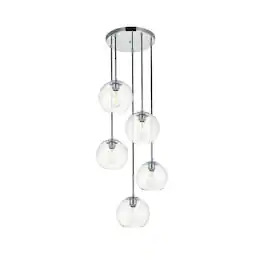 Living District - Baxter 5 Lights Chrome Pendant With Clear Glass - Chrome And Clear