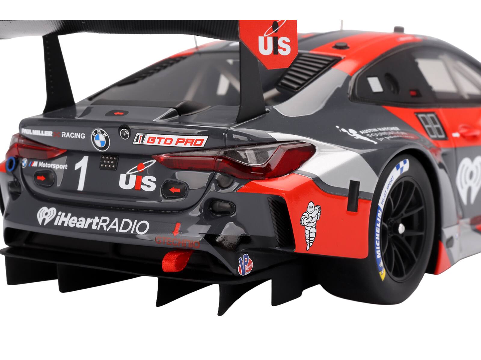 Sure, here is the corrected and grouped text from the image:

- US
- PUL MILLER RACING
- BMW Motorsport
- 1
- iHeartRADIO
- GTECHNIO
- VP Racing Fuels
- MICHELIN
- GTD PRO
- AUSOMRATOHEE
- AUUSTIN
- WATCEE
- PILOTSPORT
- MICHELIN