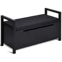 Costway - Shoe Bench Storage Rack Cushion Seat Ottoman Bedroom Hallway Entryway - Black - Front_Zoom