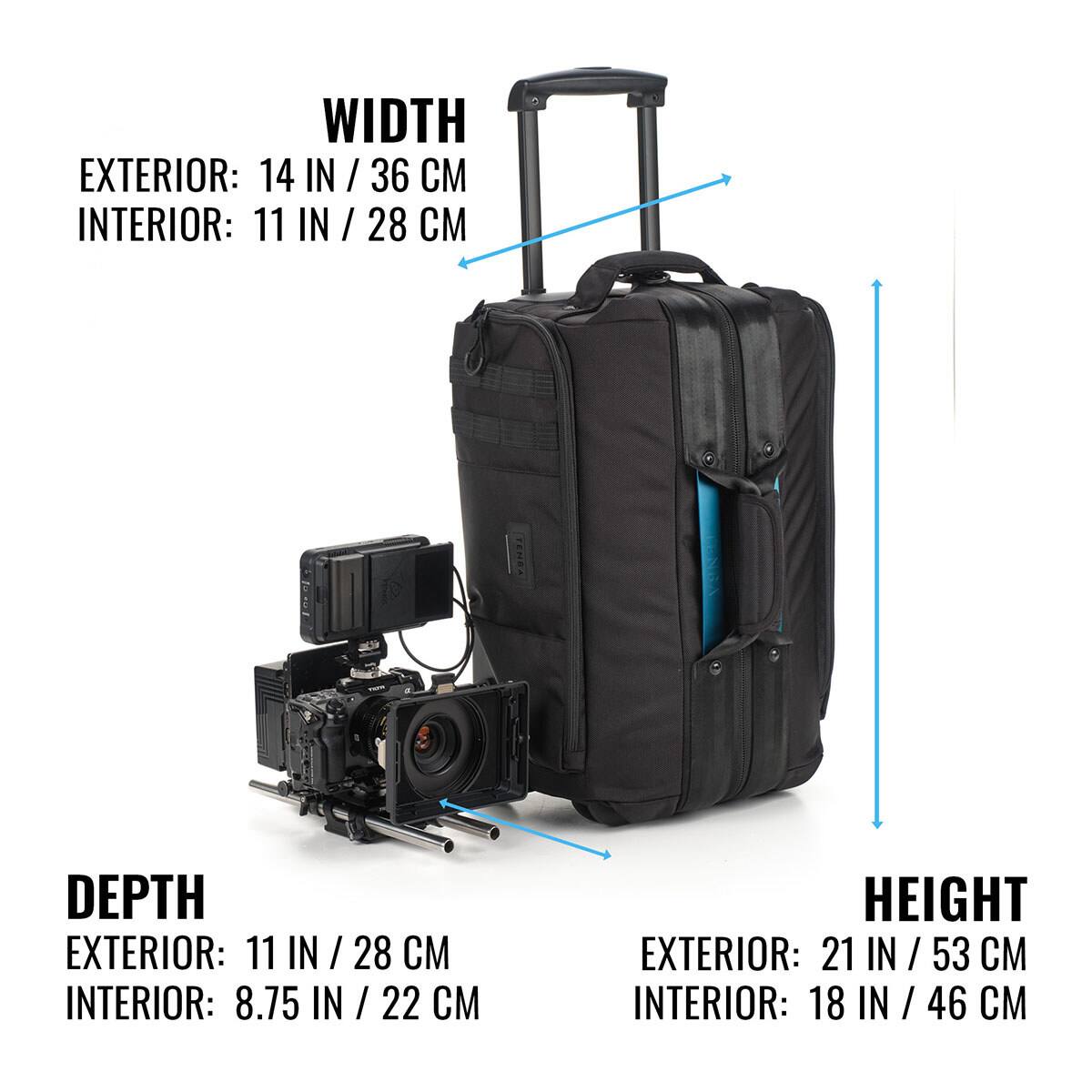 WIDTH  
EXTERIOR: 14 IN / 36 CM  
INTERIOR: 11 IN / 28 CM  

DEPTH  
EXTERIOR: 11 IN / 28 CM  
INTERIOR: 8.75 IN / 22 CM  

HEIGHT  
EXTERIOR: 21 IN / 53 CM  
INTERIOR: 18 IN / 46 CM