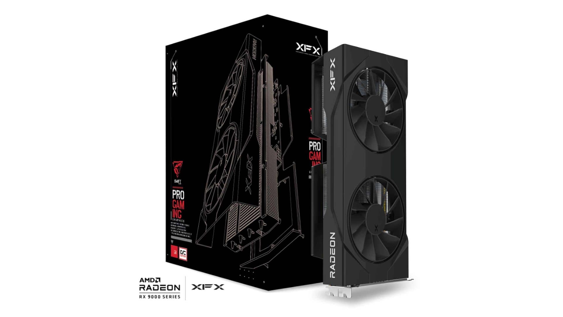 The text on the image reads: "Radeon XFX RX 9000 Series Pro Gaming Radeon."