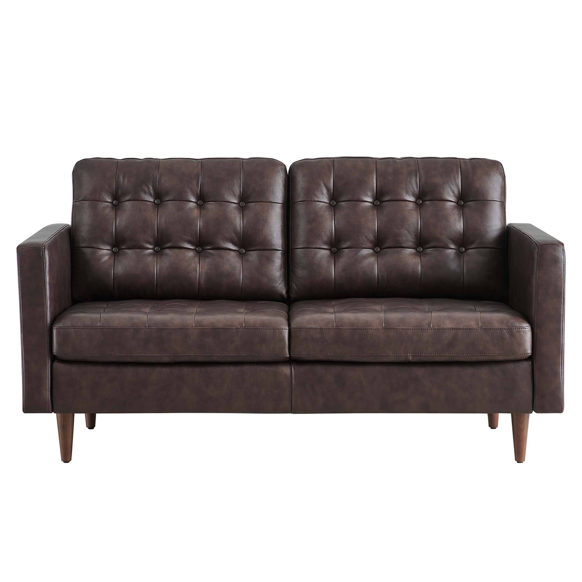 Alt View 2. Modway - Exalt Tufted Leather Loveseat by Modway - Brown.
