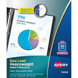 Avery - Easy Load Heavyweight Sheet Protectors, 8-1/2" x 11", 50/Box - Diamond Clear