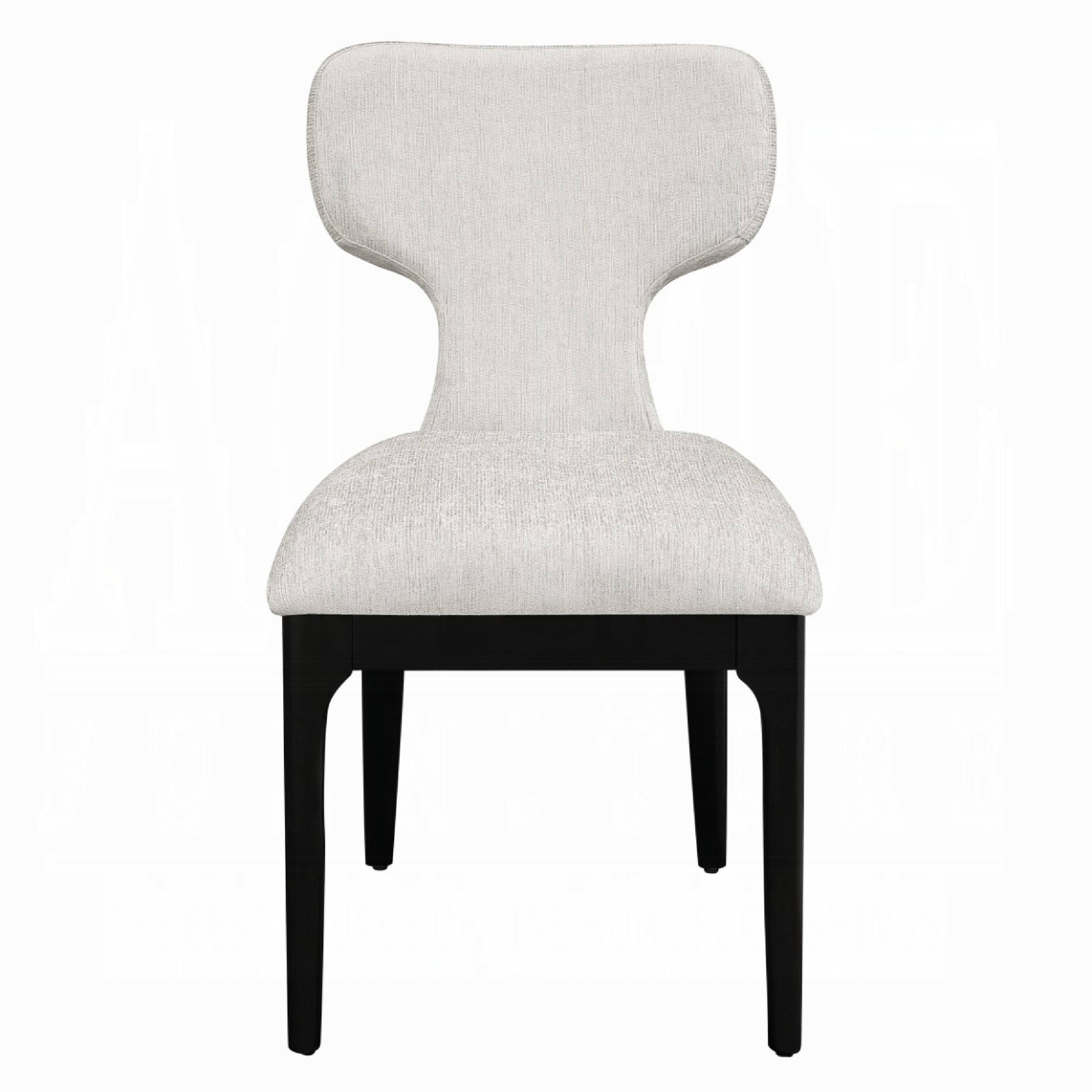Angle. Manhattan Lane - Mopa Side Chair Set of 2,  Chenille,  Wood Frame, Low Back - Light Gray, Black.