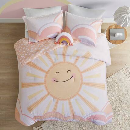 Front. PO3TICJUNKI3 - Urban Habitat Cotton Comforter Setfun Print And Vibrant Color Modern Design All Season Cozy Bedding Matching - Sunny Yellow/Coral-Twin.