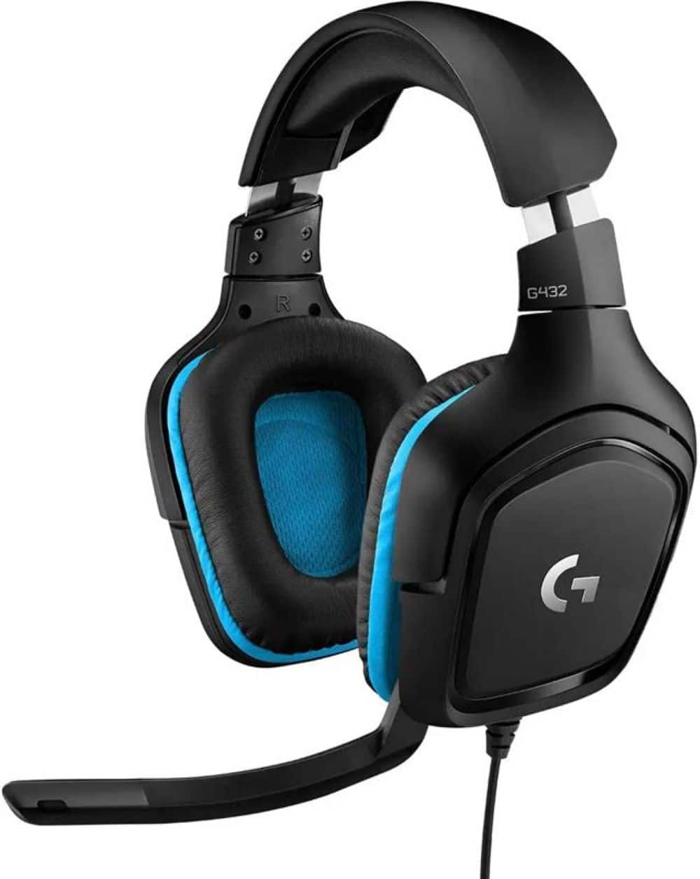 Front. Logitech - G432 Wired Over-the-Ear Gaming Headset for Windows - Black/Blue.