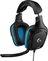 Front. Logitech - G432 Wired Over-the-Ear Gaming Headset for Windows - Black/Blue.