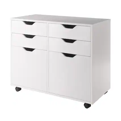 Front. Winsome Wood - Halifax 2-Door, 4-Drawer Mobile Cabinet - White.