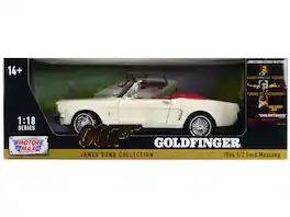 Motormax - 1964 1/2 Ford Mustang Convertible White Red Interior James Bond 007 "Goldfinger" 1964 Movie 1/18 James Bond Collection - White With Red