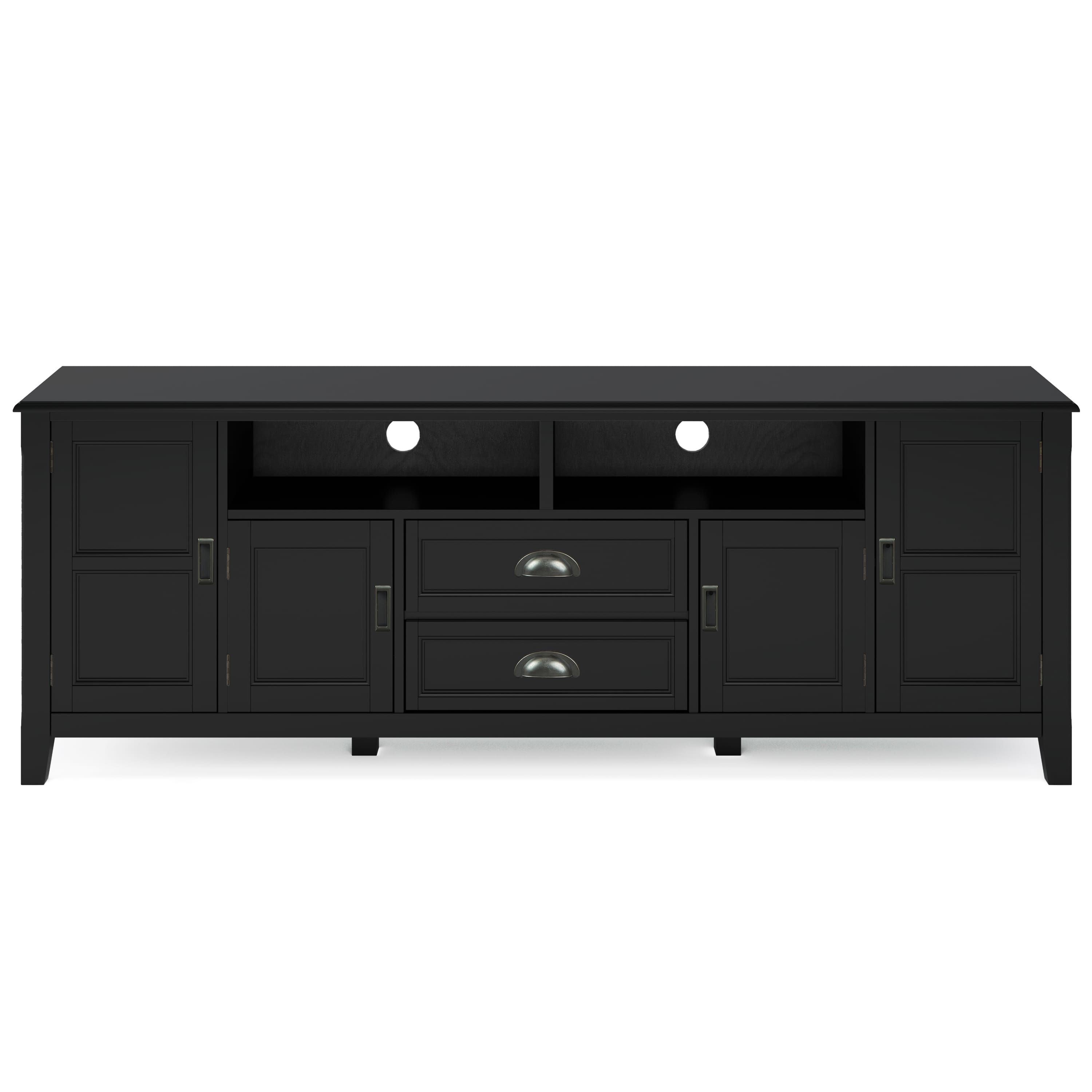 Alt View 7. Simpli Home - Burlington SOLID WOOD 72 inch TV Media Stand in Black For TVs up to 80 inches - Black.