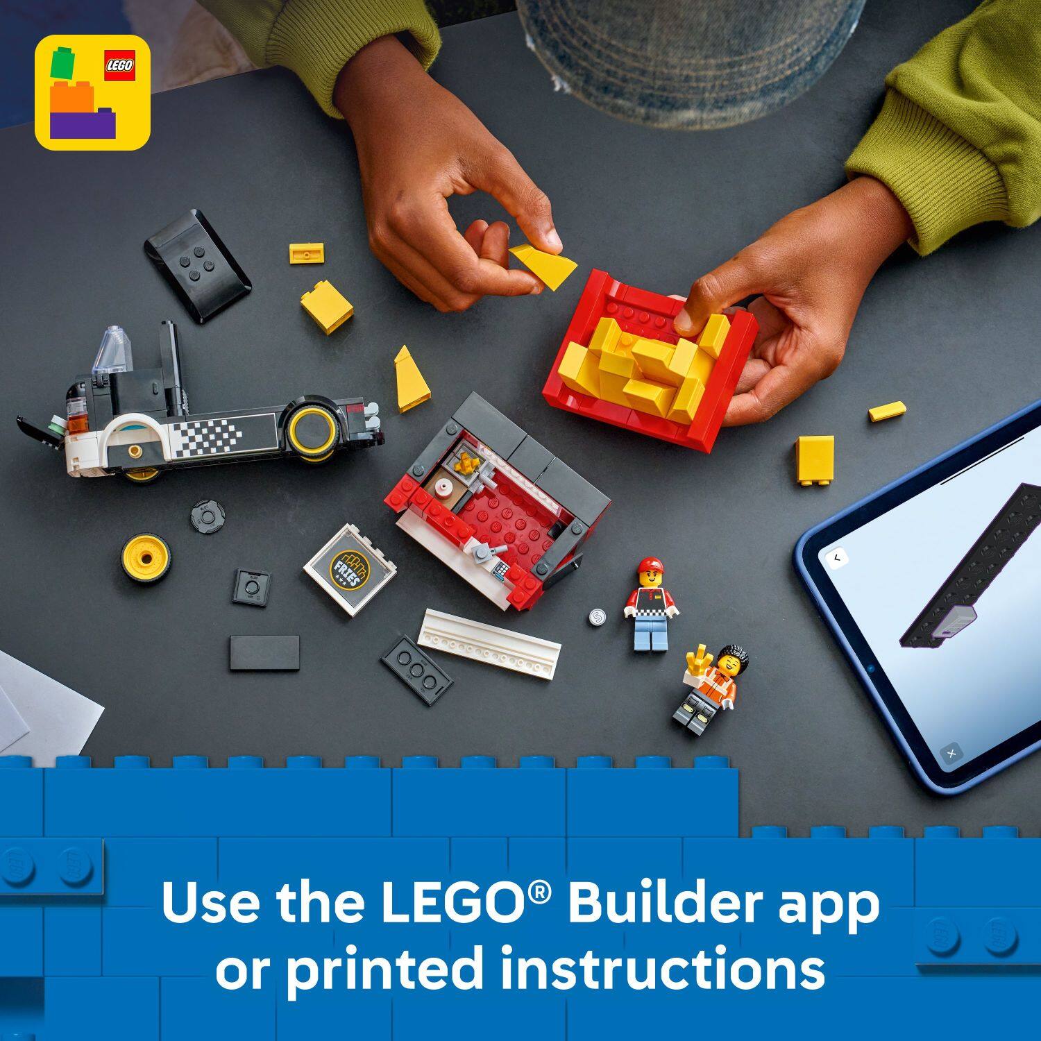 Use the LEGO® Builder app or printed instructions