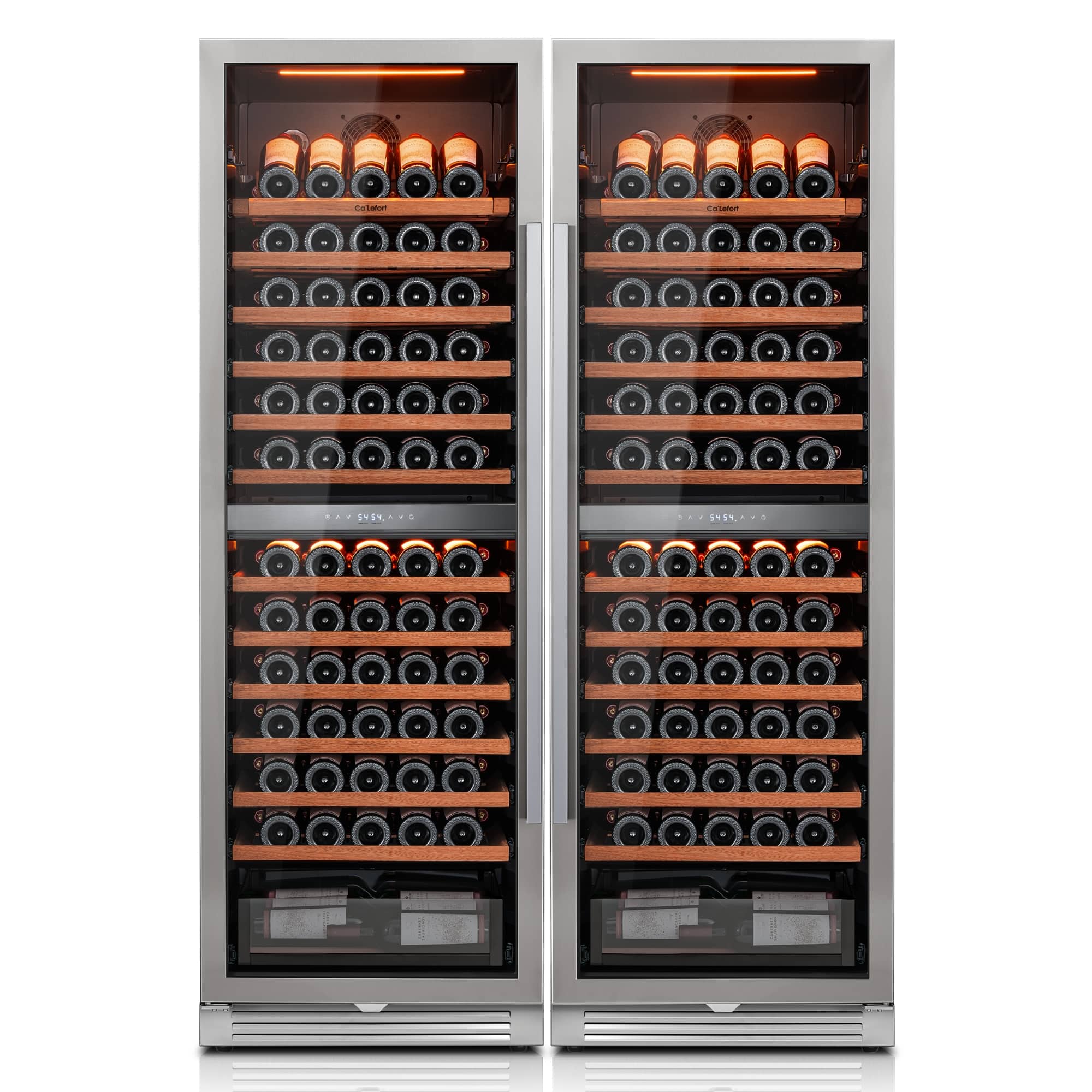 Ca'Lefort - 48 inch 310-Bottle Dual Zone Wine Cooler Freestanding/Built-In ,3-Color LED Lighting For Home Bar combo pacK - Stainless Steel